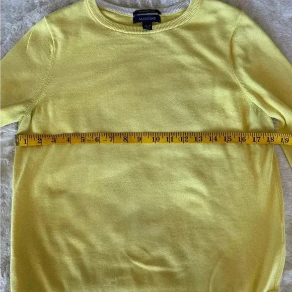 Lands End Women's yellow Crew Neck Sweater size medium petite - Picture 8 of 8